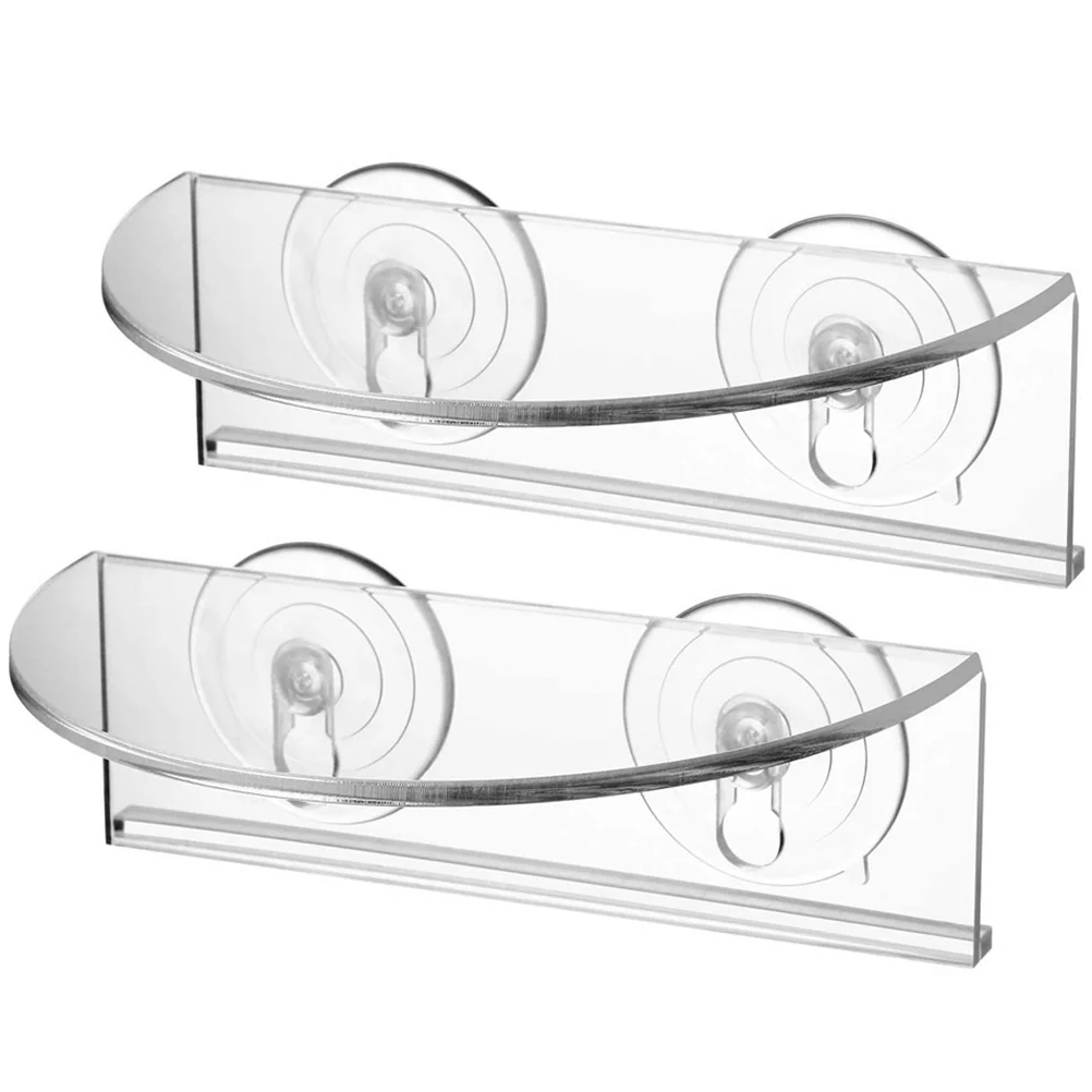 

2 Pcs Clear Shelves Suction Cup Plant Shelf Bonsai Stands Potting Practical Racks Acrylic Holders Household