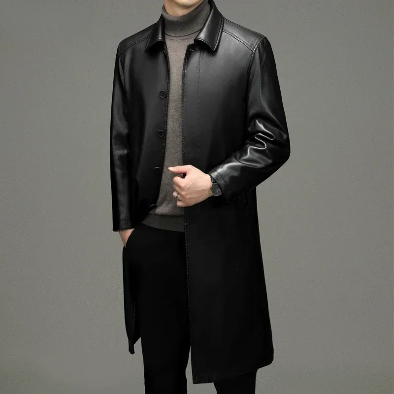 Parka En Cuir Véritable Noir Taille 2XL - Longueur Mi-longue - Occasion Comme Neuf - Marque GOLDEN