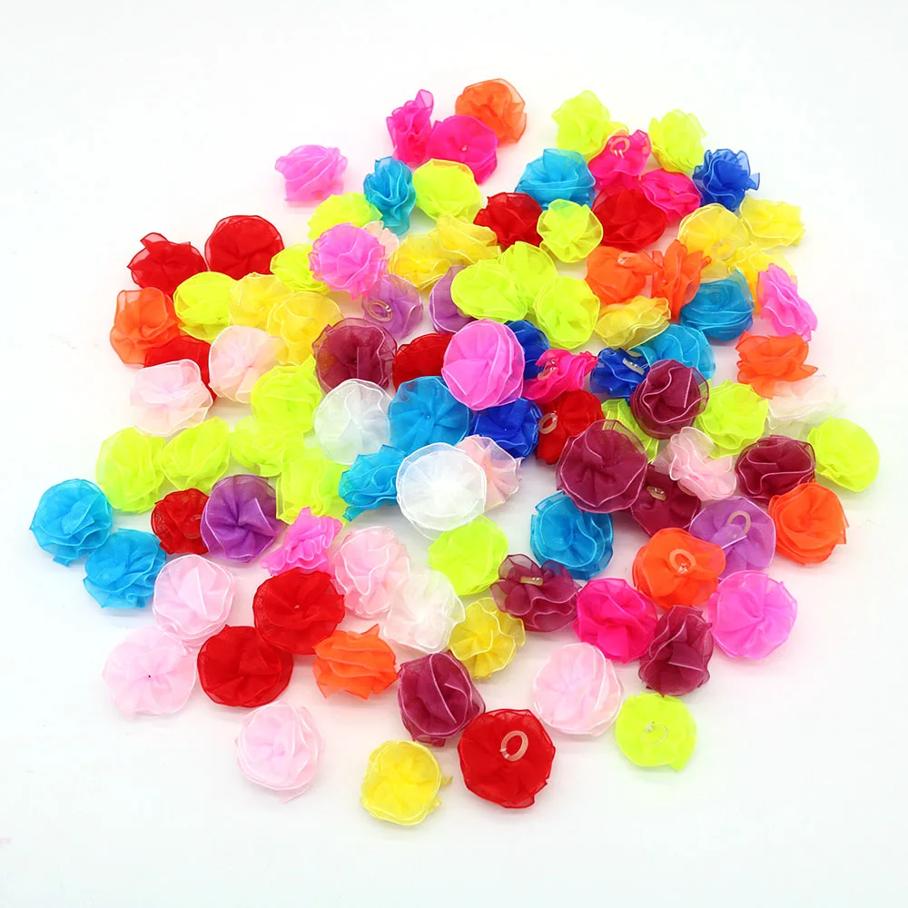 100pcs Handmade Pet Dog Hair Bows Lace Pet Hair Accessories Rubber Bands Pet Supplies Pet Dog Grooming Accessories 2