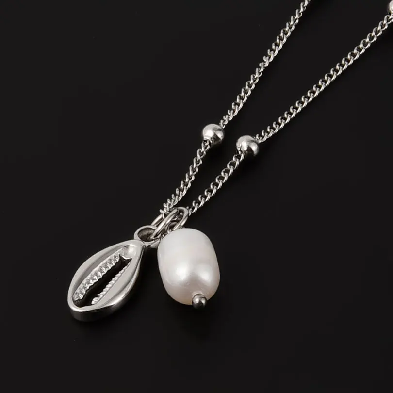 Mode Meer Halskette Edelstahl Shell Schildkröte Seepferdchen Anhänger Halsketten Für Frauen Männer Einstellbare Perle Kette Am Hals – Detail 2