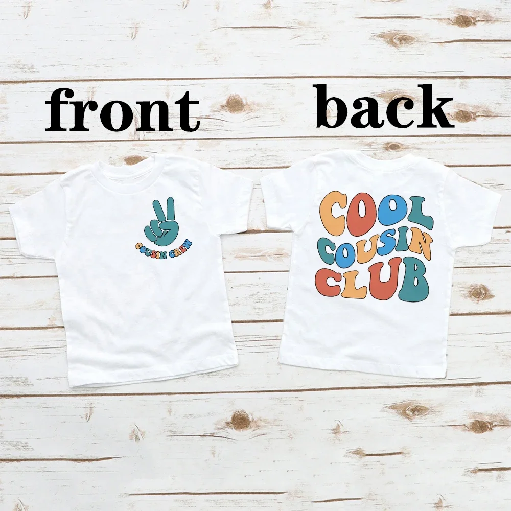 Cool Cousin Club Print Child Shirt New Cousin Birthday Shower Party Outfit T-shirt Family Reunion Kids Tee Boys Girls Retro Tops 3