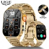 LIGE New Smart Watch LED Flashlight Military Sport Watches 2.01'' Screen Health Monitor Bluetooth Call Waterproof Smartwatch Men