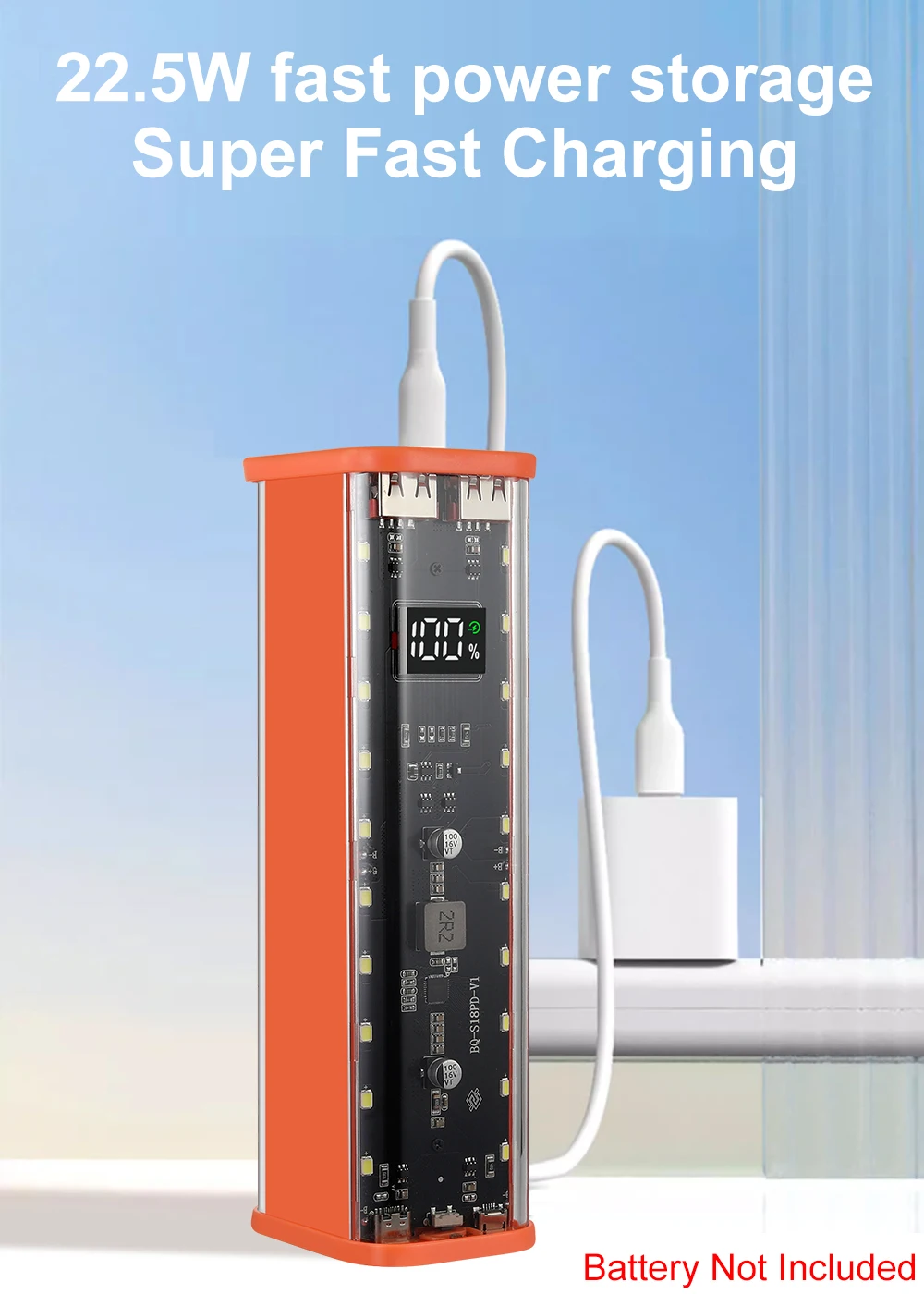 Power Bank Case 8 Slots 18650 DIY Fast Charging large Capacity Digital Display Battery Storage Xiaomi Huawei