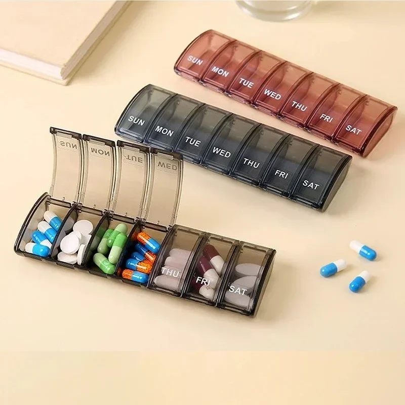

1PC Portable 7 Days Weekly Tablet Holder Pill Medicine Box Storage Organizer Container Case Transparent Pill Box Splitters