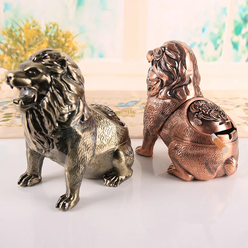 3D Lion Ashtray Creative Anti Fly Ash Household Large Capacity Animal Ashtray Home Decoration
