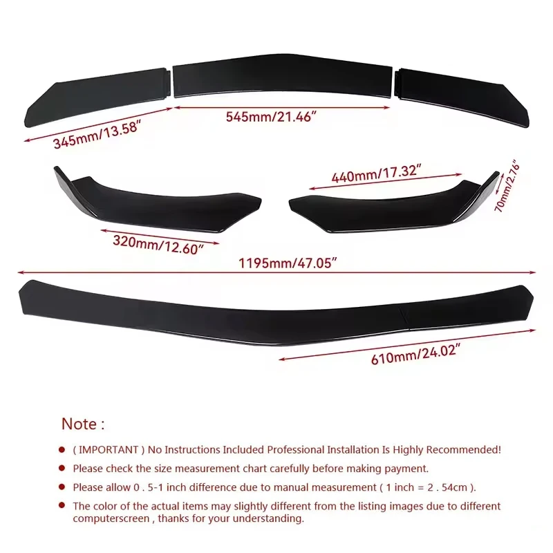 토요타 해리어 XU60 XU80 2013-2026 프론트 범퍼 스플리터 스포츠 바디 키트용 조절 가능한 5피스 섹셔널 프론트 스포일러 립