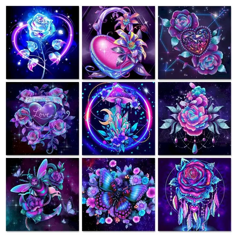 

Gatyztory 5D DIY алмазная живопись, фиолетовая бабочка, картины искусственных животных, ручная работа, подарок, украшение для дома