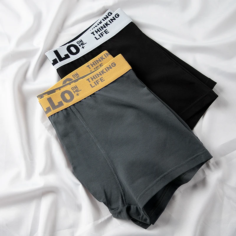 Nanjiren Men Underwear Cotton 3A Grade Antibacterial Boxer Soft Solid Breathable Absorbent Underpants 4pcs Elsatic Male Panties