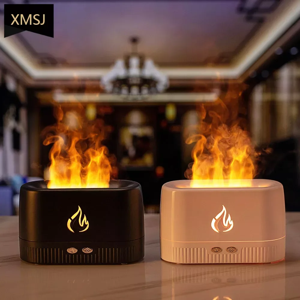 2022 New 3D fire usb humidifier Essential oil 230ML flame aroma diffuser portable air humidifier with Simulation Flame Night Lig 2023 heating fan 3d simulation fire fireplace household remote control electric heater head shaking heater portable space heater