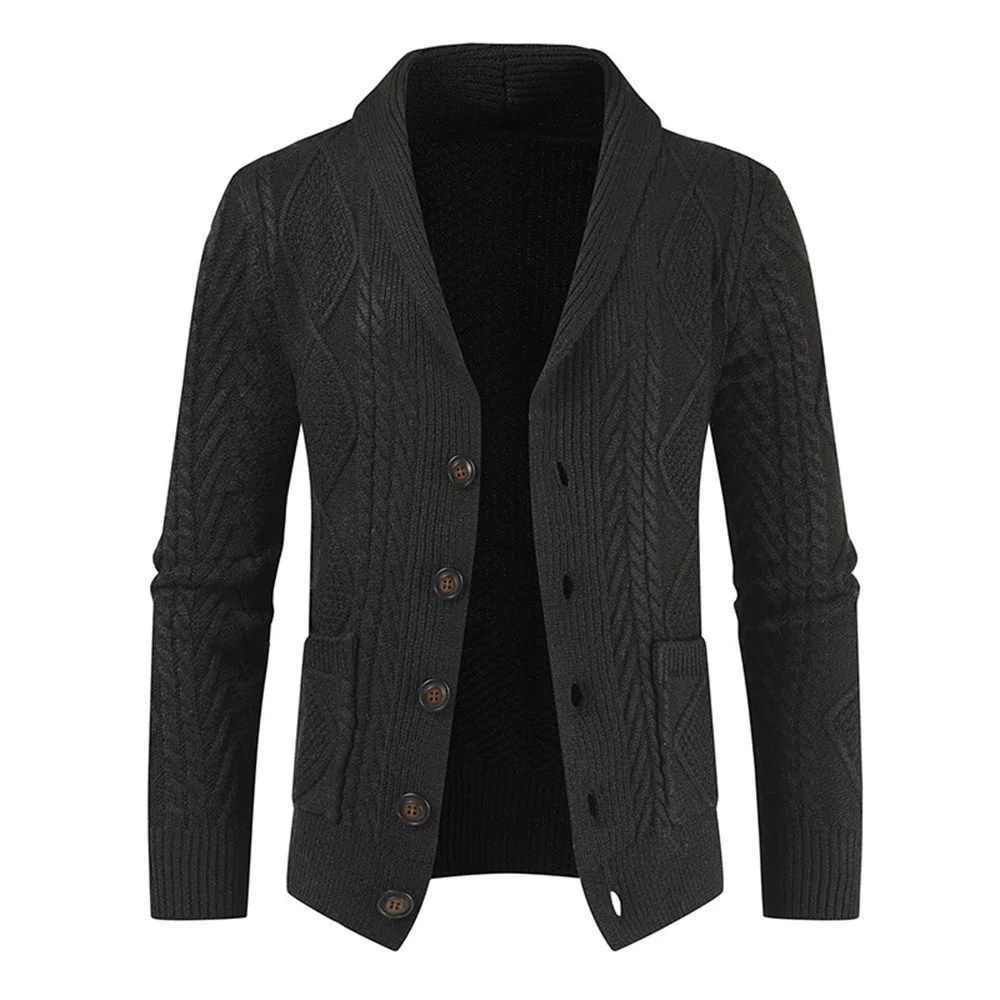 Winter Men's Long Sleeve Sweater Knit Cardigan Sweater Jacket Warm Knit Jacket
