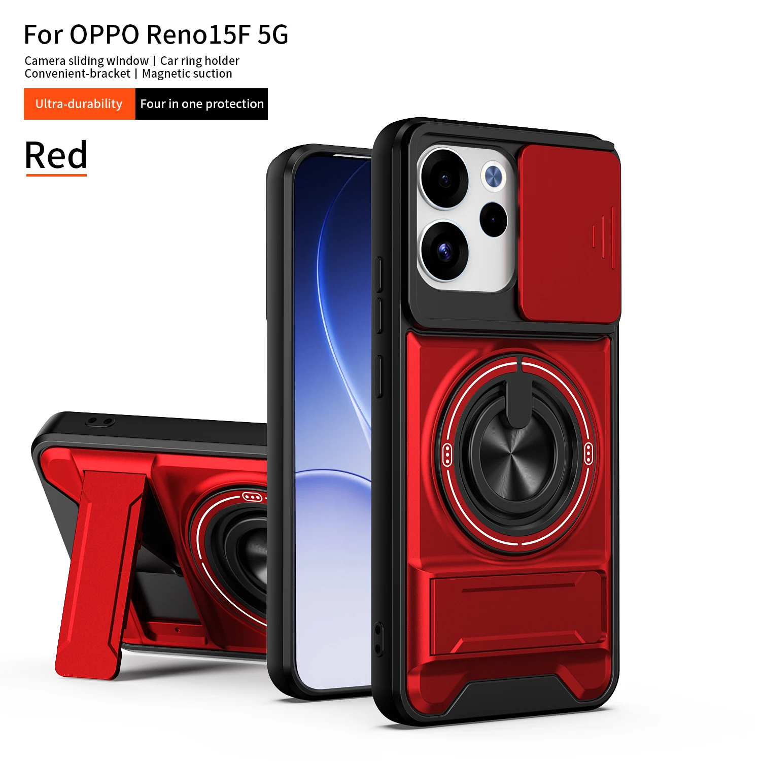 Magnetic Holder Military Armor Phone Case with Camera Protection