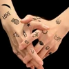 10pcs Waterproof Temporary Tattoo Sticker Dark Small Symbol Emoticon Flower Skull Body Art Arm Fake Tattoos Women Men Neck Hand 4