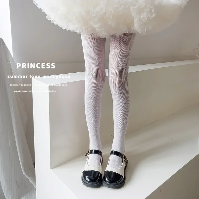1 Piece Summer Cute Kids Tight for Girl Korean Fashion Lace Bow Pantyhose Thin Fishnet Mesh Legging Stocking Sock School Sock