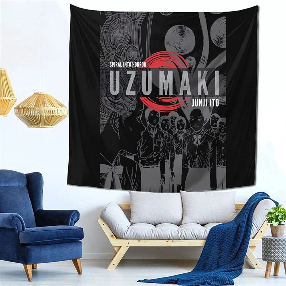 Japanese Horror Anime Wall Hanging Tapestry Weird Anime Tapestries Horror Kawaii Room Decor Decorative Mural Home Decor Tapiz tapestry decorations