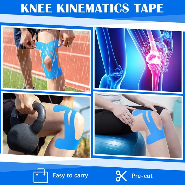 10PCS Precut Kinesiology Tape For Knees Waterproof Elastic Breathable Knee Tape Athletic Tape Provide Support Stability Running 2