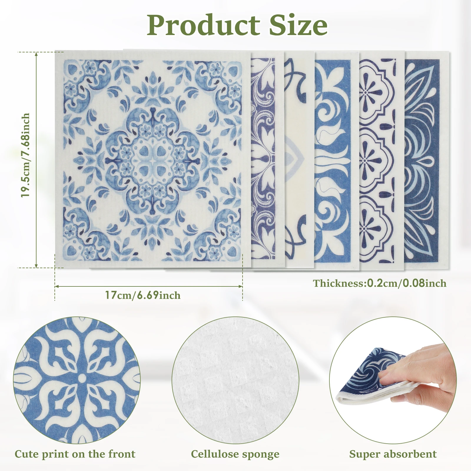 Absorbent Wood Fiber Kitchen Dishcloths Reusable Cleaning Cloths
