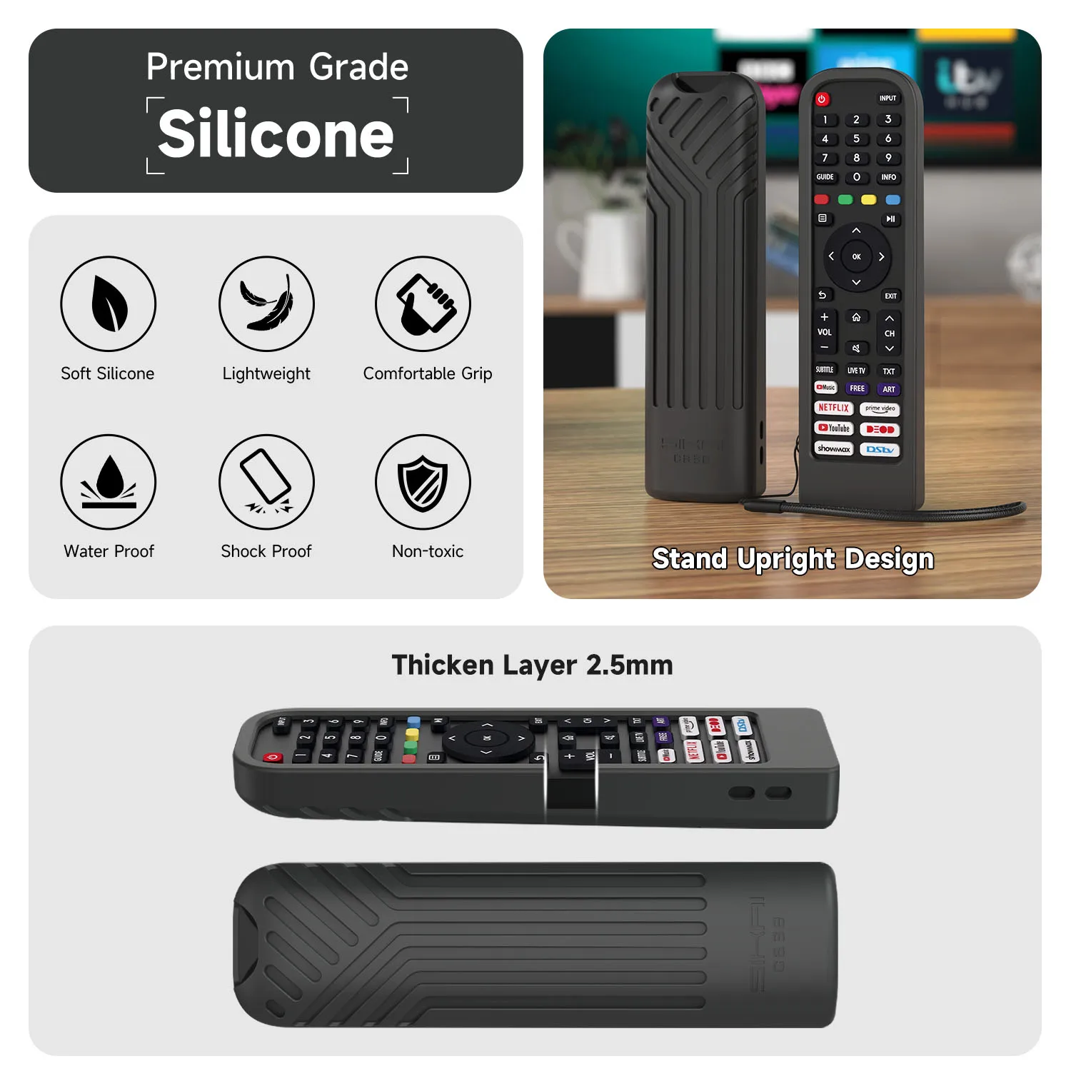 Silicone Case for Hisense EN2AI30H EN2P30H EN2G30H EN2H30H EN2D30H EN2B30H EN2J30H EN2A30 SMART TV A4FG A4CG VIDAA
