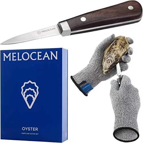

Shucking Knife and Gloves Set - Premium Oyster Knife and Oyster Shucking Glove Kit - Professional Oyster Shucker Clam Knife Oyst