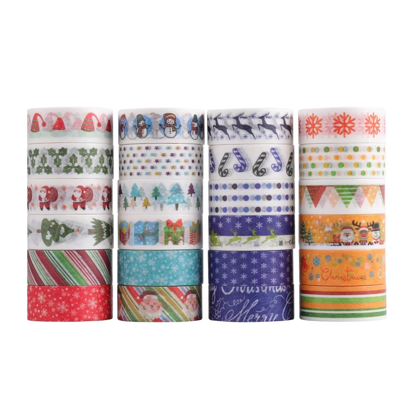 

24 Rolls Christmas Washi Tape Set Masking Decor Tape Hand Account Scrapbook Stickers DIY Crafts Xmas Gift Supplies