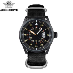ADDIESDIVE Men's Fashion Sports Quartz Watch - Waterproof with Luminous Display and Nylon Strap (Black)