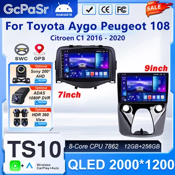 Auto Radio Android 16 Per Toyota Aygo Per Peugeot 108 Per Citroen C1 2016 - 2020 Multimediale Lettore Auto di Navigazione GPS Schermo DVD