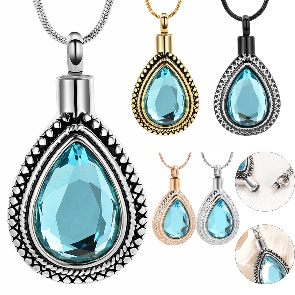 

Vintage Cremation Jewelry Urn Necklace for Human/Pet Ashes Teardrop Urns Pendant Stainless Steel Keepsake Necklaces