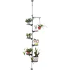 7-Tier Indoor Plant Pole Spring Tension Rod Expandable Flower Pots Display Rack Stand Hanger Metal Corner Storage Shelf, 1