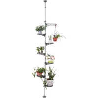 7-Tier Indoor Plant Pole Spring Tension Rod Expandable Flower Pots Display Rack Stand Hanger Metal Corner Storage Shelf, 1