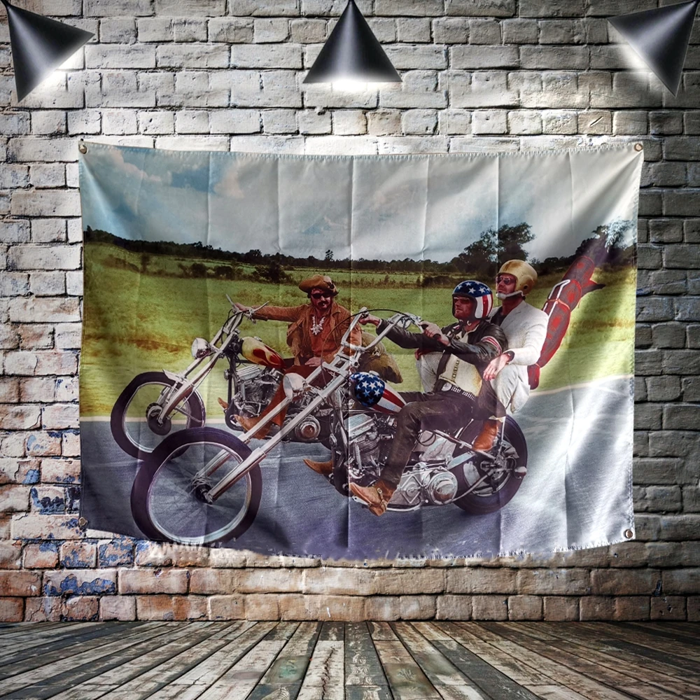 Easy Rider Classic Movie Poster Wall Hanging Painting Motorcycle Motors Arazzo Poster Pub Bar Garage Decor Vintage Banner Flag