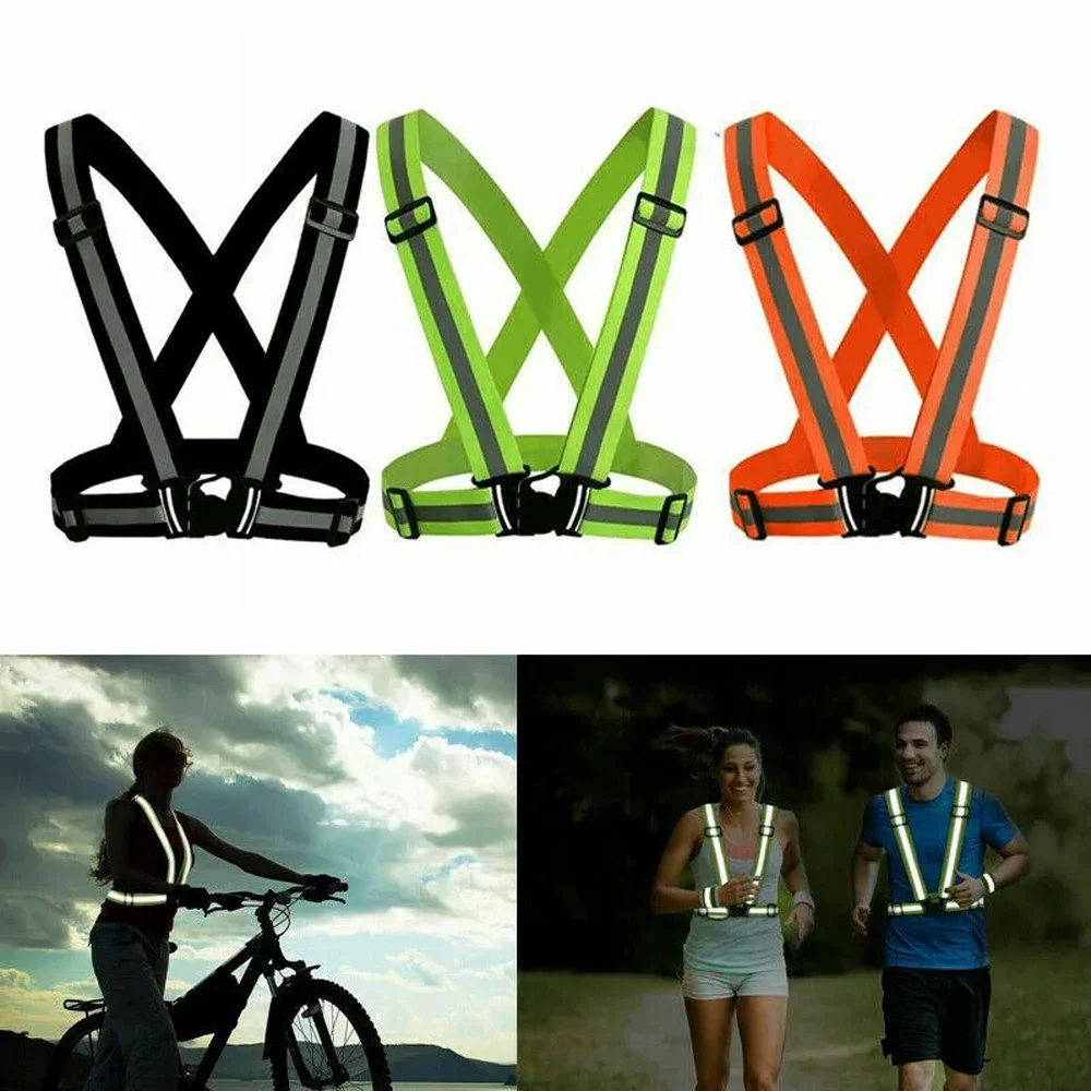 Highlight Reflective Straps Night Work Security Running Safety Adjustable Reflective Vest High Visibility Jacket high visibility vest reflective vest safety vest