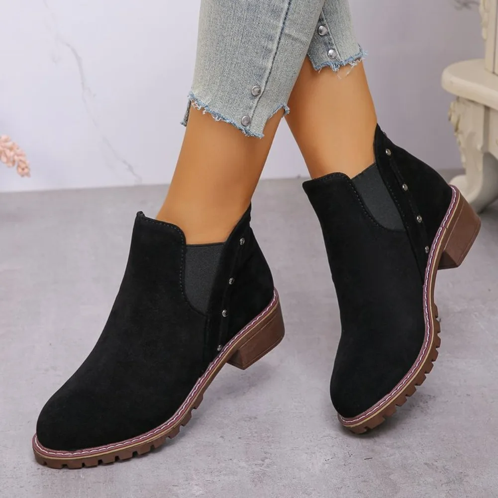 Women'S Boots Promotion Women Shoes Thick Heel Thick Soled Short Boots Fashionable One Foot Outdoor Casual As Tendencia 2025