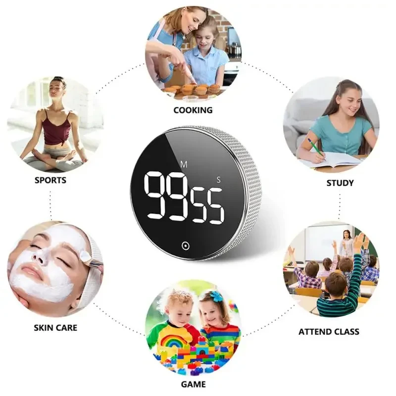 Magnetic Stopwatch LED Digital Display Timer Kitchen Study Countdown