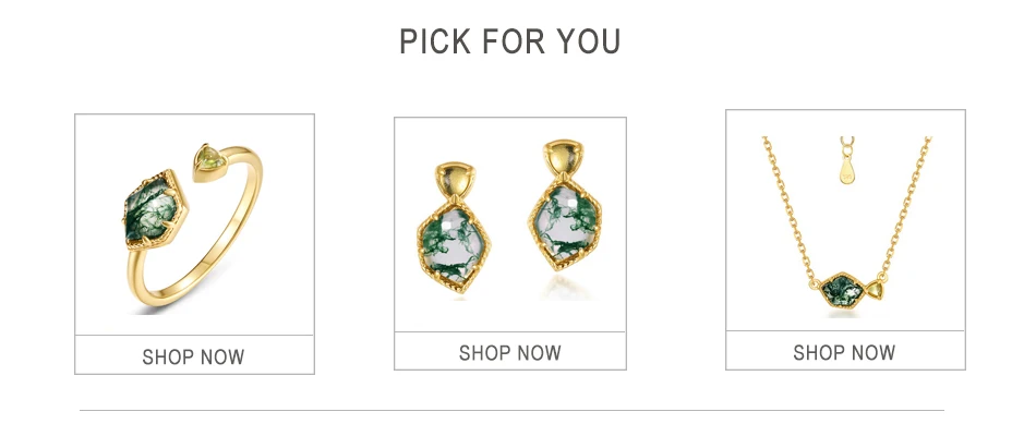 WES 925 Sterling Silver Natural 5*7mm Moss Agate Adjustable Rings for Women Geometirc Gold Plated Wholesale Trendy Gifts Jewelry