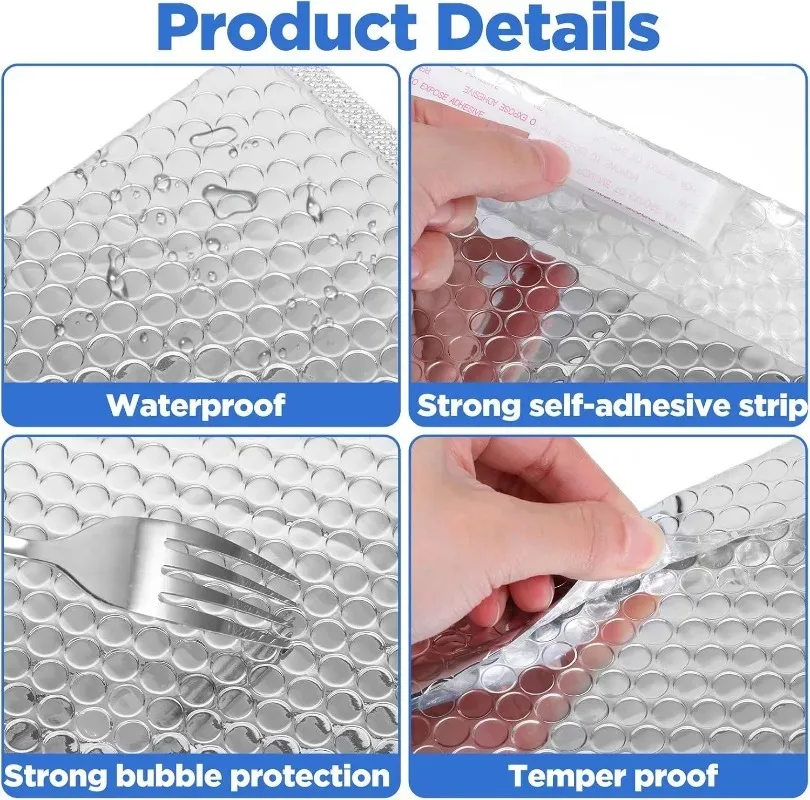 Silvery Bubble Metallic Shipping Envelopes - Small Business Packaging Supplies