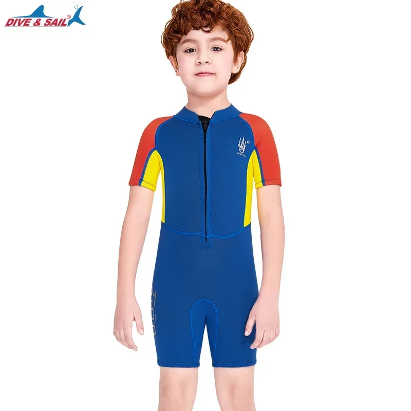 

Kids Girls Boys Neoprene Wetsuit Toddler Shorty Thermal Swimsuit 2.5MM Scuba Suit for Teen, One Piece Short Sleeve Child Wetsuit