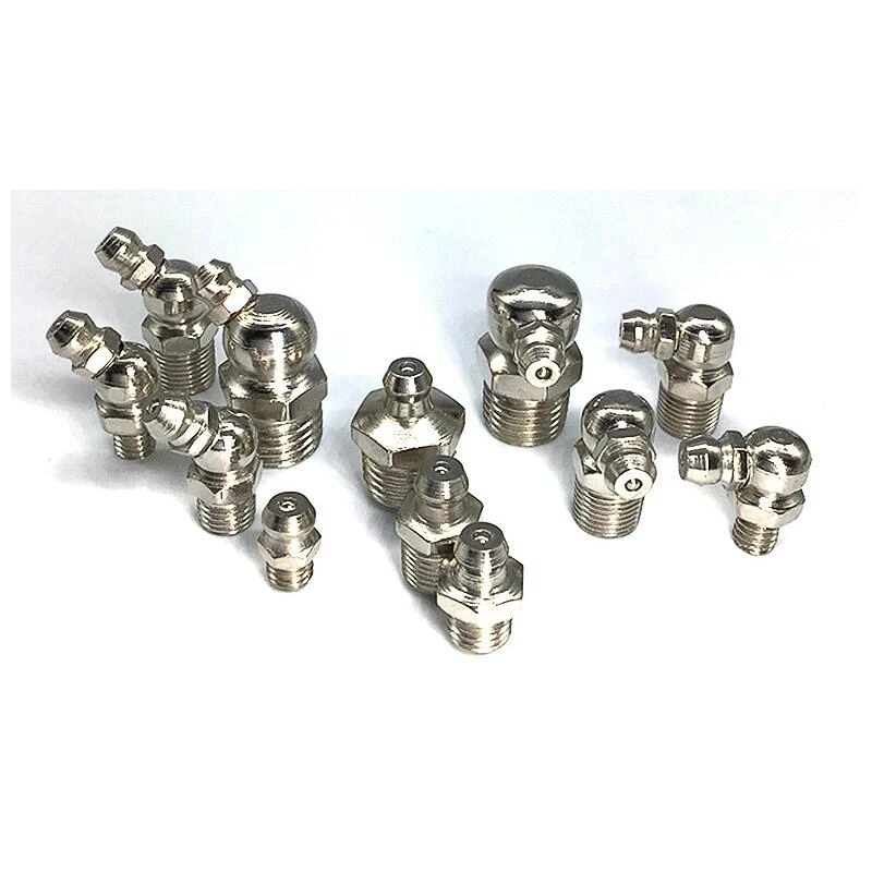 Grease Nipple Fitting Iron Nickel Plated Metric Imperial Male Thread Straight Elbow Type for Grease Gun