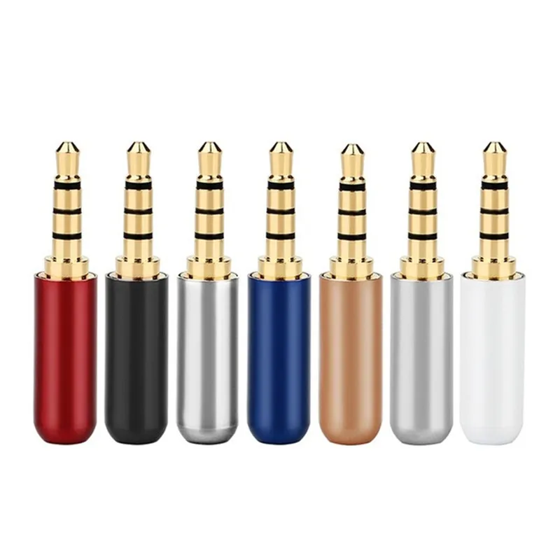 오디오 잭 3.5mm 4극 이어폰 커넥터 3.5mm 헤드폰 플러그 마이크 커넥터 납땜 스피커 와이어 멀티 컬러