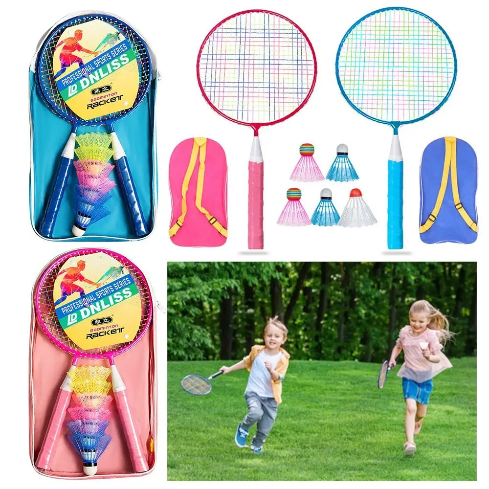 3~12Years Children Badminton Rackets Lightweight Sturdy Double Racquets Shuttlecocks Indoor Outdoor Sports Parent Child Game