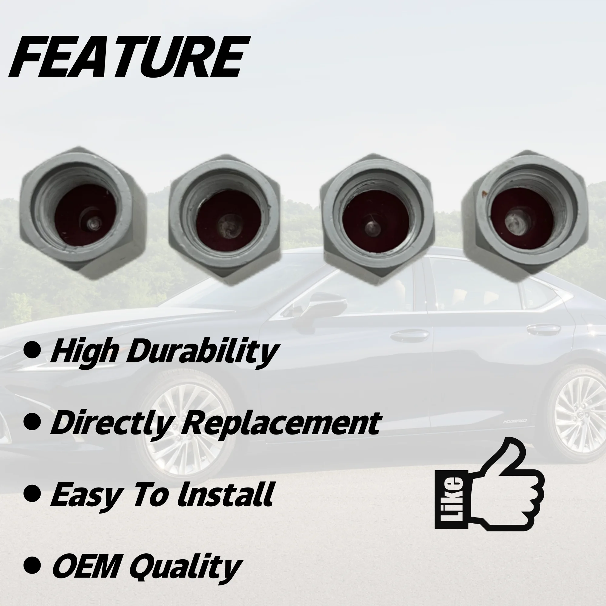 Tire Valve Stem Cap Cover For Lexus RX ES GS LS NX Rs Gx Lx Rc Lc Rx350 Is250 Gx460 Belt O Ring Seal Corrosion Resistant Tire Valve Stem Air Cap 4 Pack Black - View #5