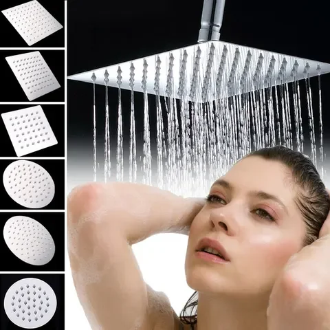 

Stainless Steel Wall Mounted Rainfall Shower Set Bathroom Shower Head Top Sprayer Kit Bath Accessories Light Luxury 4/6/8inch
