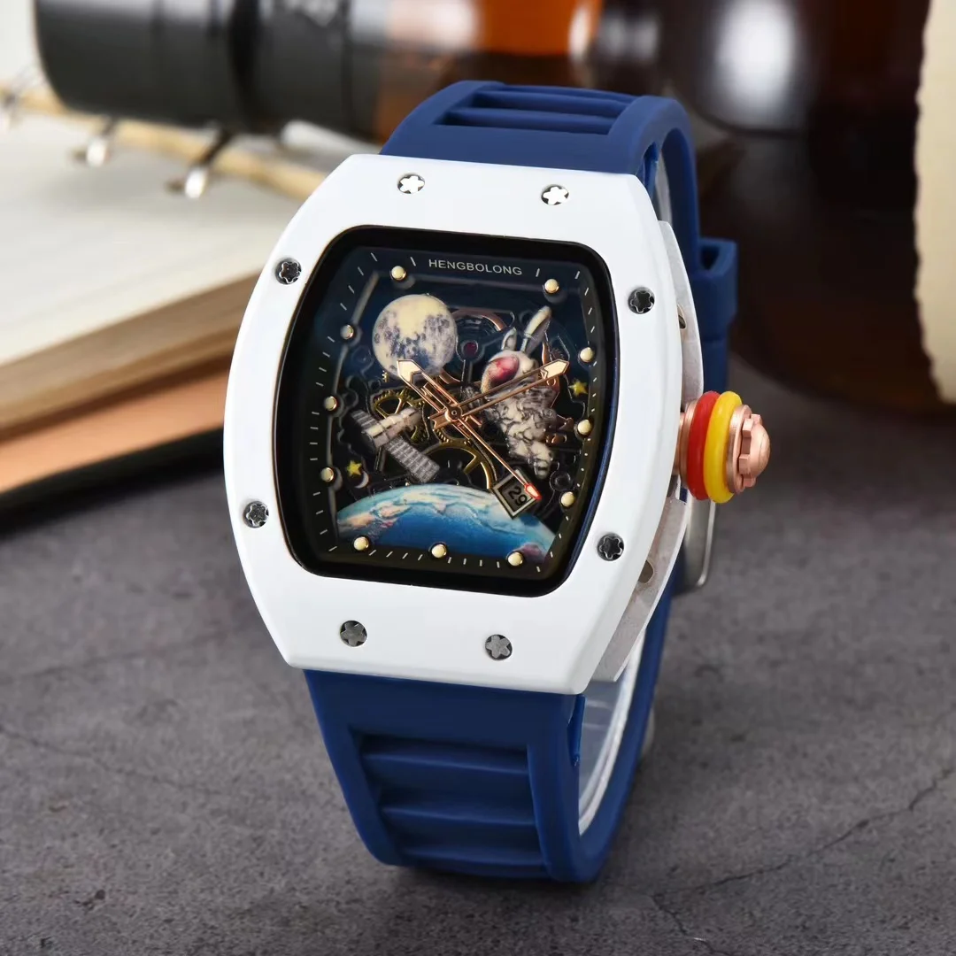 Men's personalized watch, space-style watch dial with hollow design and fashionable desi Brand LOGO can be customized.gn.