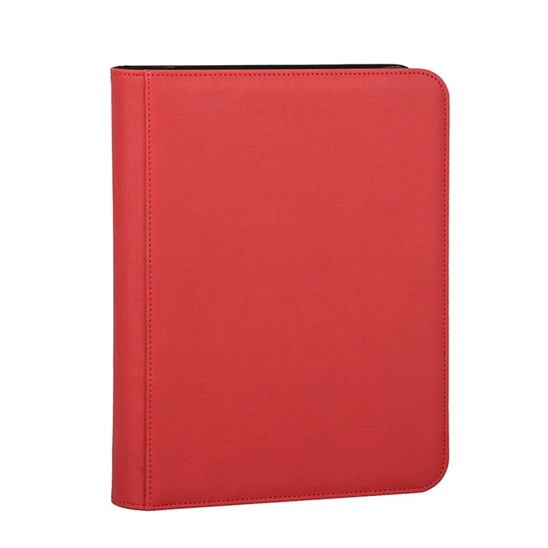 

9 Pockets Game Card Book Card Side Loading Binder Game Zipper Card Album Fixed Pockets Pages + 360 Pockets Red