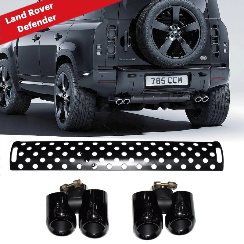 For Land Rover Defender 90 110 Rear Exhaust Tail Pipe upgrade Round Stainless Steel Four Outlet Rectangle Muffler Tip exhaust pipe tip tail pipe muffler