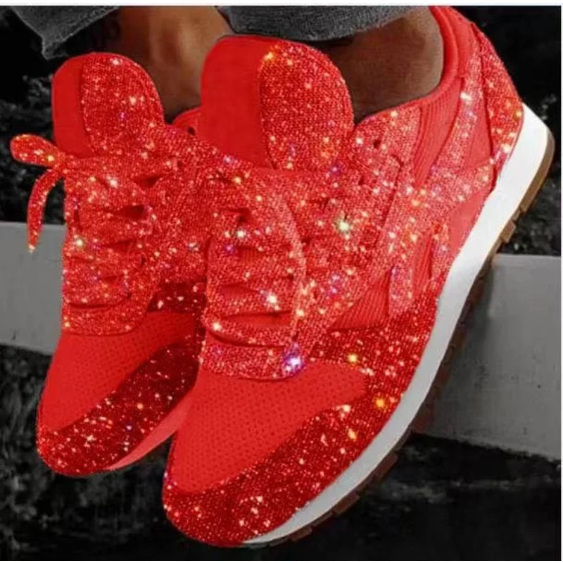 

Women's Sequin Sneakers Fashion Heightened Platform Vulcanized Shoes Women's Summer Comfortable Lace-up Walking Shoes Plus Size