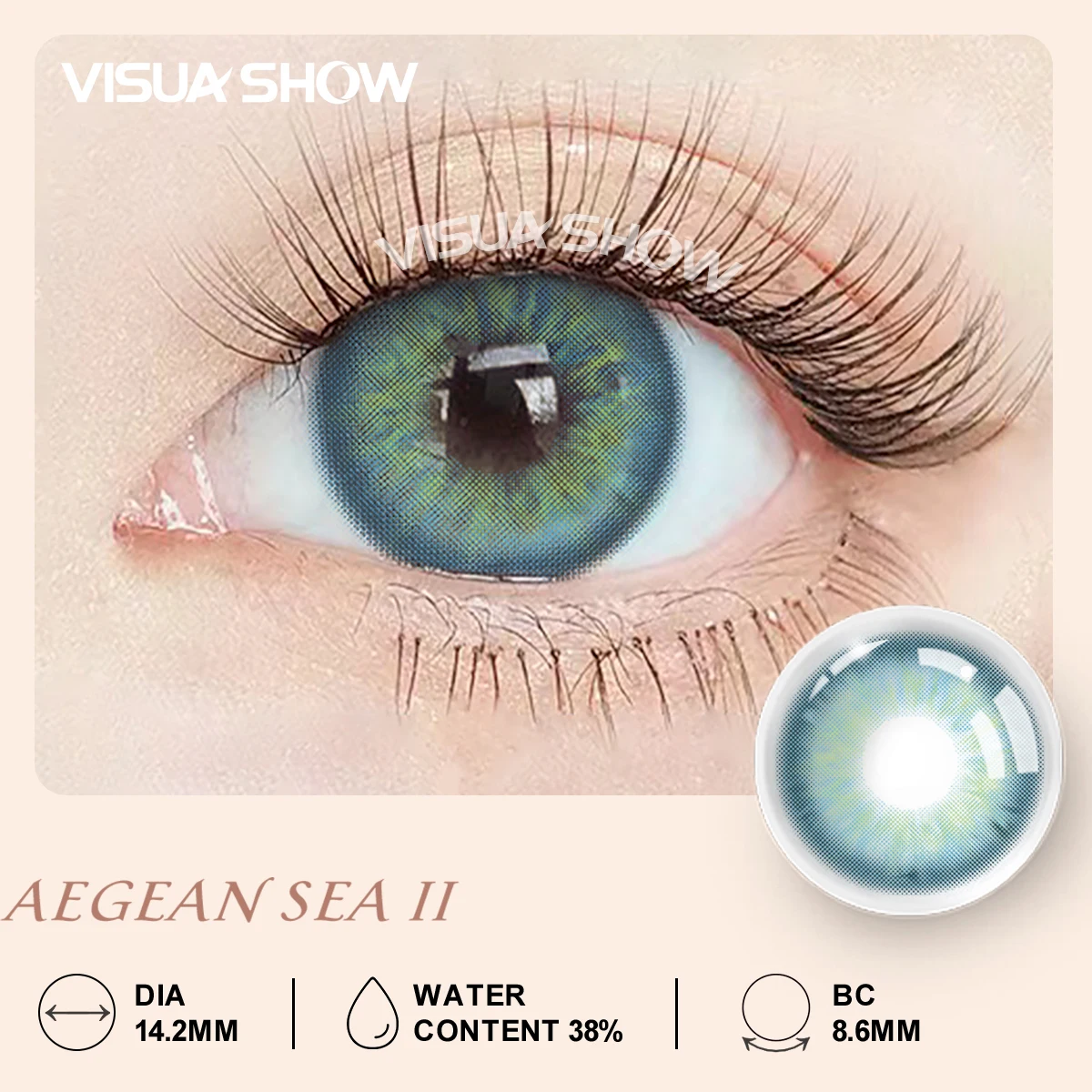 

VISUASHOW 1 Pair Half Year Color Contact Lenses Colored Contact Lenses with Prescription Myopia Lenses With Degree Green Lenses