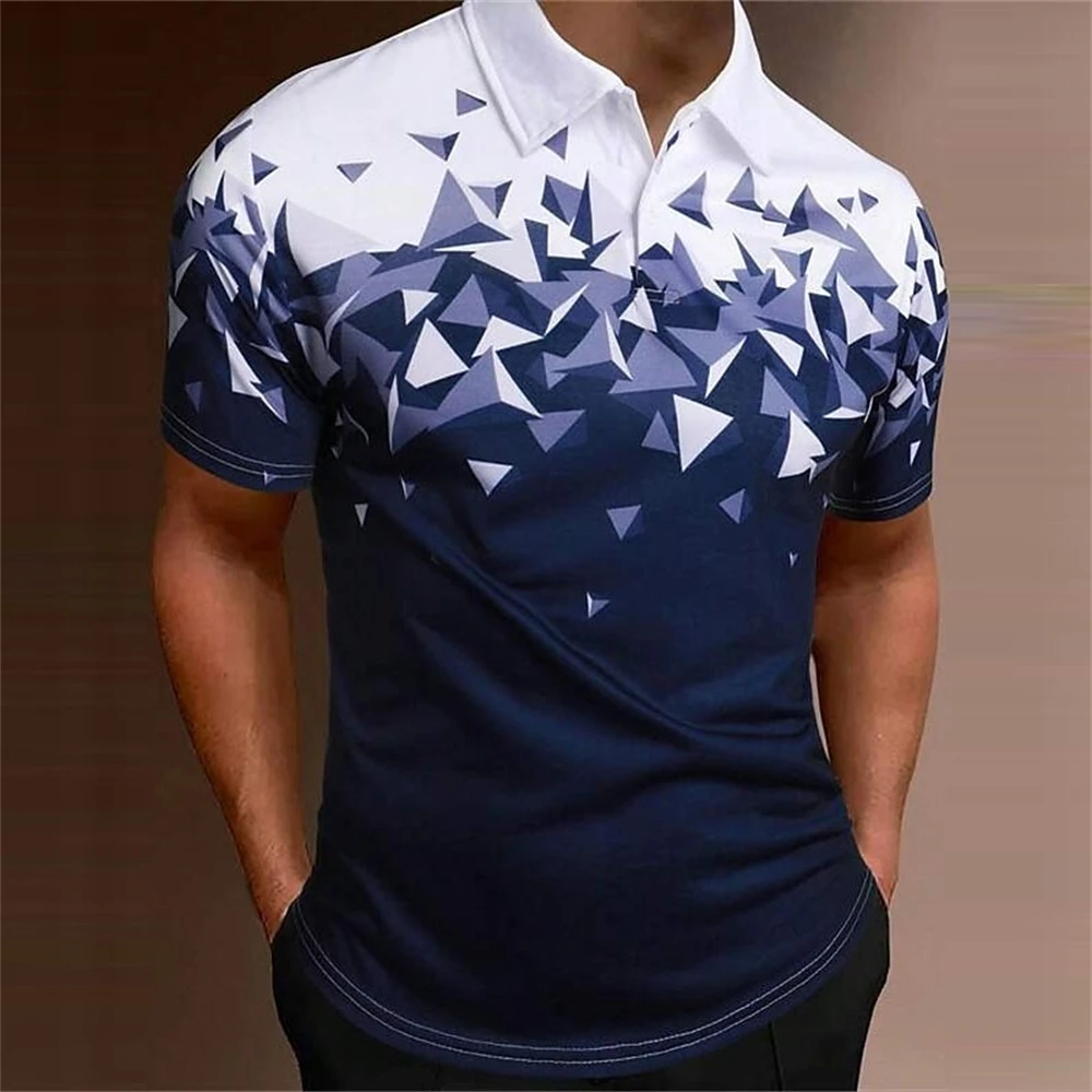 Gradient Polo Shirts Men Casual Lapel Short Sleeve T-Shirt 3d Print Golf Sports Shirt Summer Breath Quick Dry Men's Polo Shirts 5