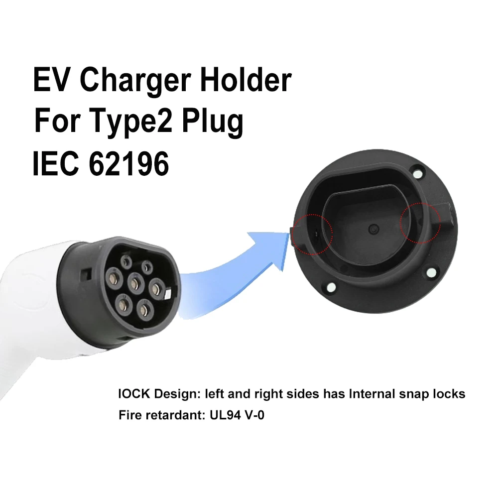 EV 충전기 케이블 거치대 전기 자동차 EVSE 더미 소켓, IEC 62196-2 커넥터 플러그, 용수철 나사 버클 벽 마운트, 2 타입