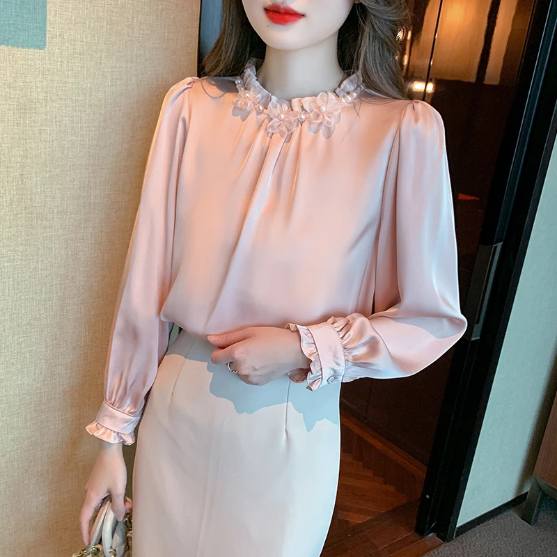 

Простая, но шикарная однотонная женская рубашка для любого случая, элегантная и универсальная женская блузка во французском стиле