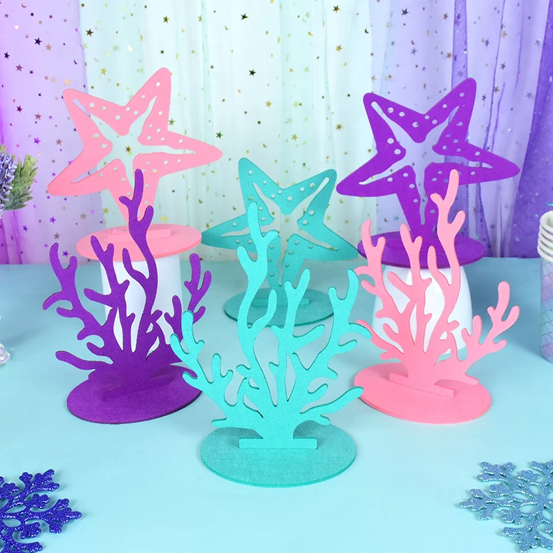 Under the Sea Starfish Coral Seahorse DIY Felt Table Centerpiece Ornament  Mermaid Theme Girl Birthday Party Decor Baby Shower