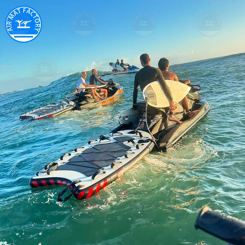 Large Inflatable Water Rescue Sled Floating Mat, Surfing Board, Inflatable Jet Ski Rush Wave Can folding